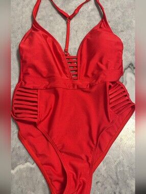 Fashion Nova Red Girls' Strappy One-Piece Swimsuit